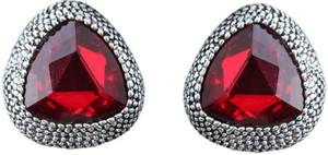 Waama Jewels Charming Red Color Cubic Zirconia Silver Plated Stud for Girls and Women Best Selling Earring Cubic Zirconia Brass Stud Earring