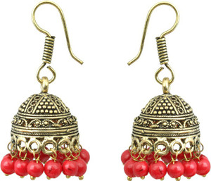 Waama Jewels red Fashion Jewellery For Women Daily Wear gifts to her Pearl Brass Jhumki Earring