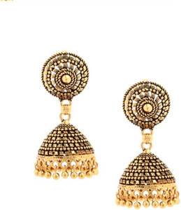 GoldNera Antique Texture Alloy Jhumki Earring