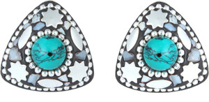 Waama Jewels Multi Color Cubic Zirconia Silver Plated back Push Style for Women Cubic Zirconia Brass Stud Earring