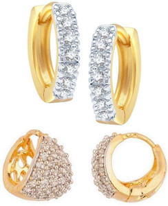 Enzy American Diamond Jewelry for Women - 2 Pair Earrings Alloy Earring Set