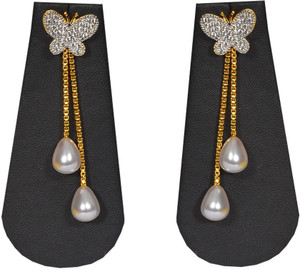 Pourni Drop Pearl Brass Drop Earring