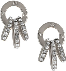 Sarah Round Rhinestone Metal Stud Earring