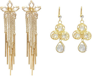 FashBlush Hot Shining Flower( Set Of 2 Pairs ) Crystal Alloy Dangle Earring