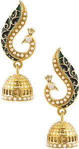 Voylla Artifictial Peacock Textured Pearl Alloy Jhumki Earring