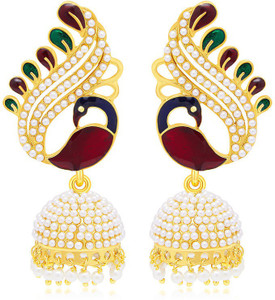 Angel In You Diva Style Pearl Copper Jhumki Earring