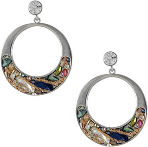 Sarah Crystal Beads Round Metal Drop Earring