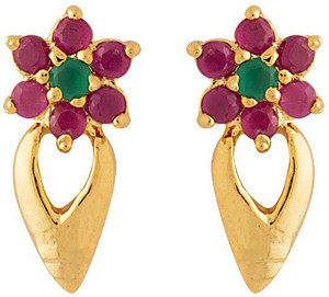 Voylla Artificial Classic Plain Cubic Zirconia Brass Stud Earring