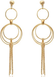 Spargz Gold Plated Party Long Elegant Round Earrings For Women Alloy Dangle Earring