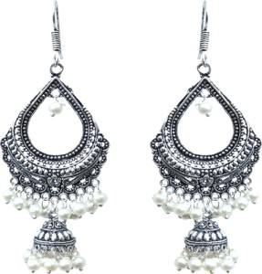 Waama Jewels white Fashion Jewellery For womens Office Wear Bollywood style Pearl Brass Dangle Earring