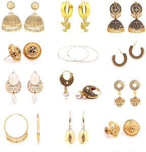 GoldNera Jazz Combo of 12 Alloy Jhumki Earring