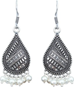 Waama Jewels Elegant Pair Of earring Adorned With White Pearls Pearl Brass Chandelier Earring