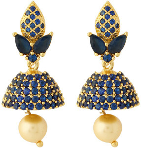 Voylla Artificial Classic Embellished Crystal Brass Jhumki Earring