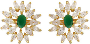 Voylla Artificial Classic Embellished Crystal Brass Stud Earring