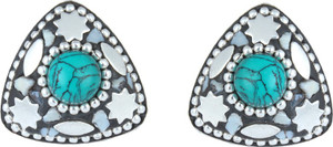 Waama Jewels Multi Color Cubic Zirconia Silver Plated back Push Style for Women Cubic Zirconia Brass Stud Earring