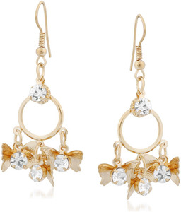 VK Jewels Butterfly Drop Pearl Alloy Drop Earring