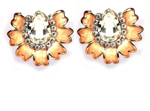 Jazz Jewellery Flower Design Gold Colour AD CZ Stone Beautiful Women Alloy Stud Earring