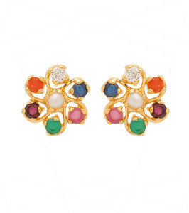 Voylla Artificial Classic Plain Cubic Zirconia Brass Stud Earring