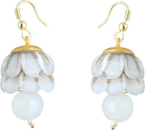Waama Jewels Rajwada Theme Bollywood White Color Inspired Jaipur Handmade Latest for Women And Girls Pearl Brass Drop Earring