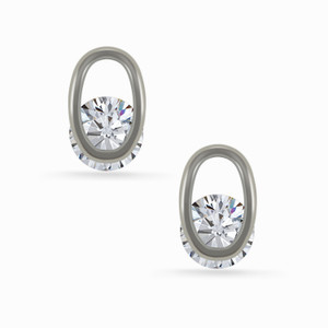 Sarah Oval Rhinestone Metal Stud Earring