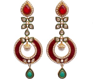 Kundaan Indian Traditional Crystal Copper, Alloy Drop Earring