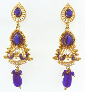 Radhesh Creation Crystal Brass Drop Earring
