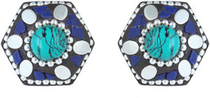 Waama Jewels Multi Color Cubic Zirconia Silver Plated back Push Style for Women Cubic Zirconia Brass Stud Earring