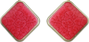 Waama Jewels Charming Red Color Cubic Zirconia Golden Plated Stud for Girls and Women For All Occasions Cubic Zirconia Brass Stud Earring