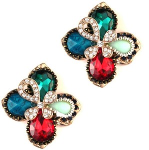 Jazz Jewellery Partywear Designer Beautiful A D Stone Multicolor Antique Alloy Stud Earring
