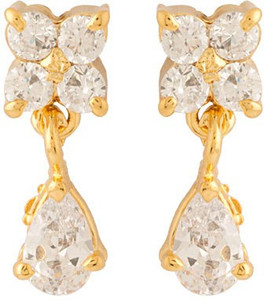 Voylla Artificial Classic Embellished Cubic Zirconia Brass Dangle Earring