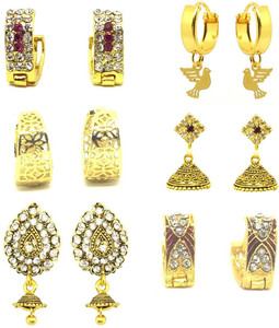 GoldNera Combo of 6 Attractive Alloy Jhumki Earring