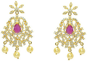 MP Fine Jewellery Artistic Pair of Tops Zircon Alloy Chandbali Earring