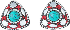 Waama Jewels Multi Color Cubic Zirconia Silver Plated back Push Style for Women Cubic Zirconia Brass Stud Earring