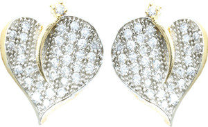 Waama Jewels White Diamond Imitation Jewellery For Girls Office Wear boho Brass Stud Earring