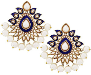 The Jewel Box Paisley Flower Pearl Copper Stud Earring
