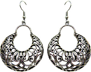 Jewelz Jewelz Antique Silver Hanging Earring Pearl Metal Dangle Earring