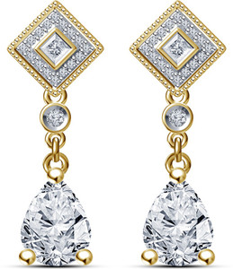 Kirati Fancy Design pear Shape Cubic Zirconia Sterling Silver Drop Earring