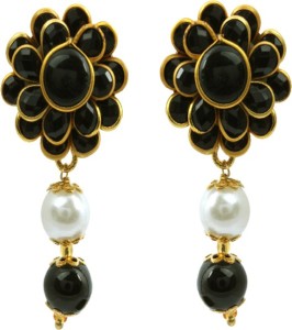 Waama Jewels Golden Plating gemstone good luck Brass Drop Earring