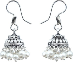 Waama Jewels White Office Wear for women Mothers Day Gift Pearl Metal Jhumki Earring