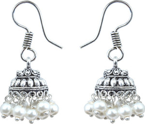 Waama Jewels White Office Wear for women Mothers Day Gift Pearl Metal Jhumki Earring