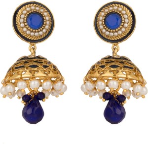 Rajwada Arts Traditional Blue color Brass Jhumki Earring