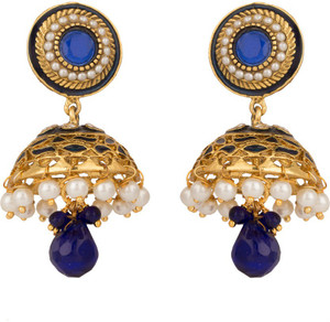 Rajwada Arts Traditional Blue color Brass Jhumki Earring