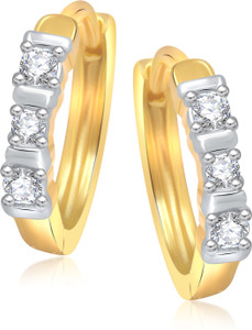 VK Jewels Three Stone Cubic Zirconia Alloy Huggie Earring