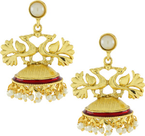 The Jewel Box Peacock Crown Pearl Copper Jhumki Earring