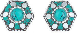 Waama Jewels Multi Color Cubic Zirconia Silver Plated back Push Style Earring for Women Cubic Zirconia Brass Stud Earring
