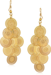 VK Jewels Carved Circular Pearl Cubic Zirconia Alloy Dangle Earring