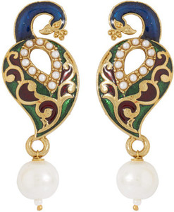 Voylla Artificial Classic Enamel Crystal Alloy Drop Earring