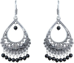 Waama Jewels Beautiful Black Pearl Silver Plated Dangle & Drop For Daily Wear, Office Wear, Party Wear, Best Pearl Brass Drop Earring