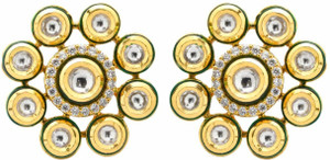 YugshaJewels Ethnic Kundan Cubic Zirconia Brass Stud Earring