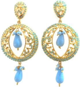 Radhesh Creation Crystal Brass Drop Earring